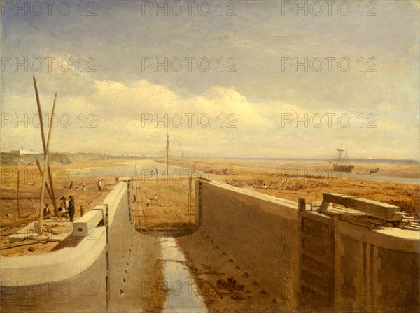 Canal under construction, possibly the Bude Canal The Building of a Canal (The Bude Canal?), unknown artist, 19th century, British