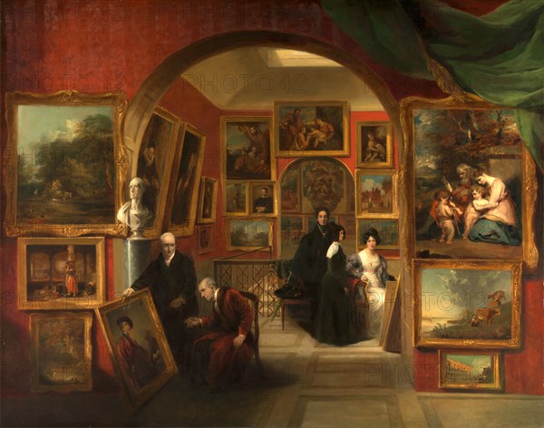 The Interior of the British Institution Gallery Signed and dated, lower right: "J. Scarlett Davis | 1829", John Scarlett Davis, 1804-1845, British
