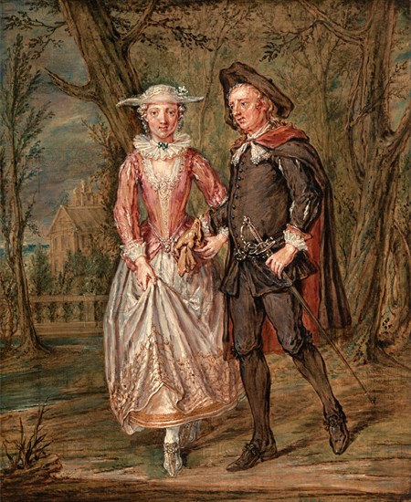 Lovers in a park, Marcellus Laroon the Younger, 1679-1772, British