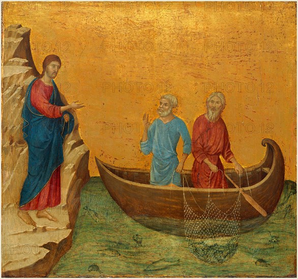 Duccio di Buoninsegna, Italian (c. 1255-1318), The Calling of the Apostles Peter and Andrew, 1308-1311, tempera on panel