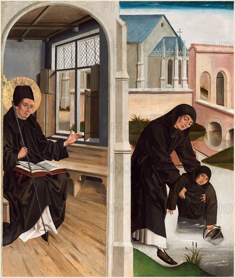 French 15th Century, A Miracle of Saint Benedict, c. 1480, oil on oak