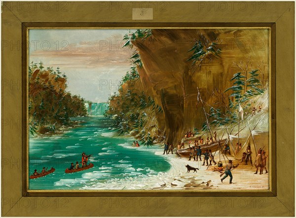 George Catlin, The Expedition Encamped below the Falls of Niagara.  January 20, 1679, American, 1796-1872, 1847-1848, oil on canvas