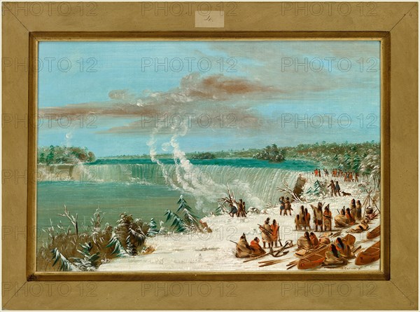 George Catlin, Portage Around the Falls of Niagara at Table Rock, American, 1796-1872, 1847-1848, oil on canvas