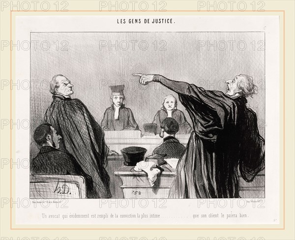 Honoré Daumier, Un Avocat qui est... rempli de la conviction... intime..., French, 1808-1879, 1845, lithograph