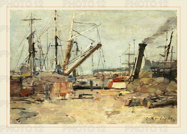 EugÃ¨ne Boudin, French (1824-1898), The Trawlers, 1885, oil on wood