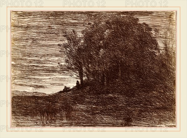 Jean-Baptiste-Camille Corot, The Hermit's Woods, or the Banks of Lake TrasimÃ¨ne (Le Bois de l'Hermite, ou les Bords du Lac TrasimÃ¨ne), French, 1796-1875, 1858, salted paper print (cliche verre)