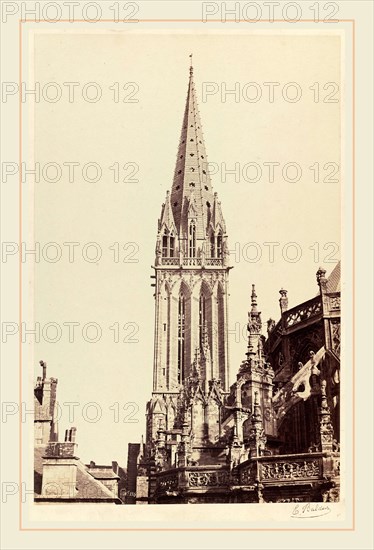 Ãâdouard-Denis Baldus, Church of Saint-Pierre, Caen, French, 1813-1889, 1855, albumen print from collodion negative mounted on paperboard