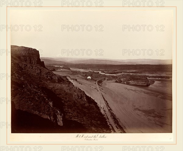 Carleton E. Watkins, Mt. Hood and the Dalles, Columbia River, American, 1829-1916, 1867, albumen print from collodion negative mounted on paperboard