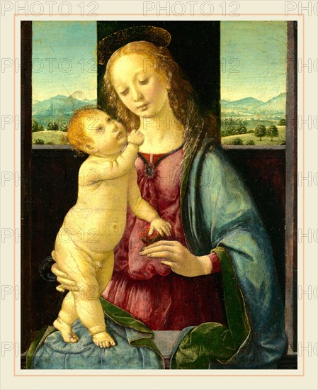 Lorenzo di Credi, Italian (c. 1457-1459-1536), Madonna and Child with a Pomegranate, 1475-1480, oil on panel