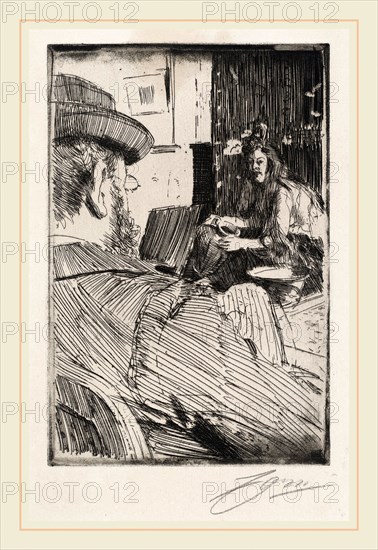 Anders Zorn, Albert Besnard and His Model, Swedish, 1860-1920, 1896, etching