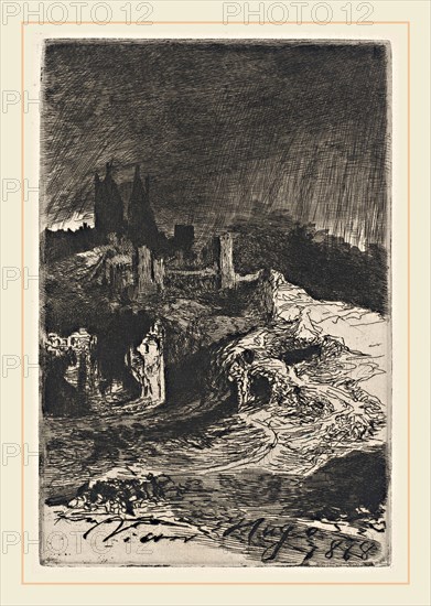 Victor, Hugo, Landscape, French, 1802-1885, 1868, etching