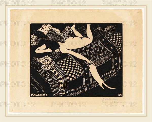 Félix Vallotton, La paresse (Laziness), Swiss, 1865-1925, 1896, woodcut on cream wove paper