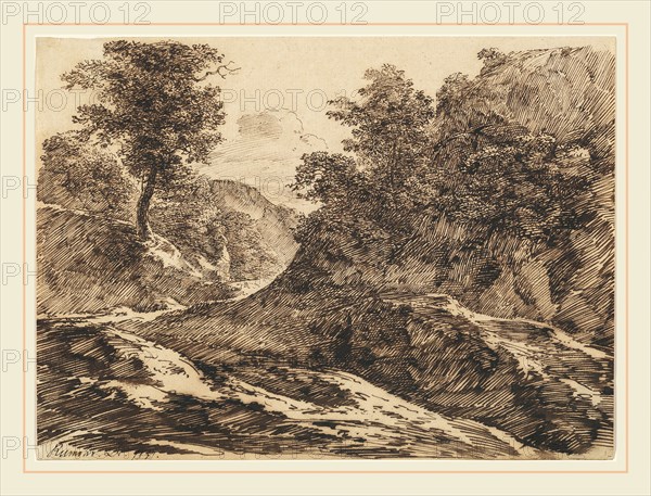 Carl Friedrich Ludwig Felix von Rumohr, German (1785-1843), A Path through a Rocky Landscape, 1831, pen and brown ink on laid paper