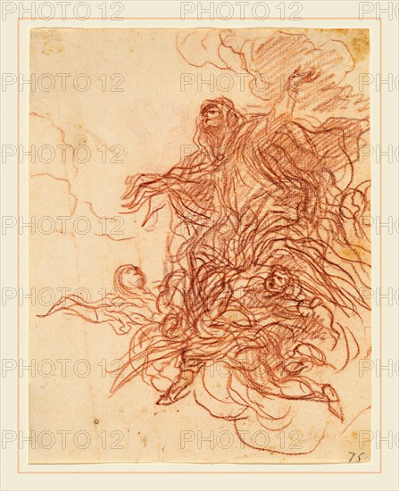 Baldassare Franceschini, Italian (1611-1689), The Assumption of the Virgin, 1667-1670, red chalk on laid paper