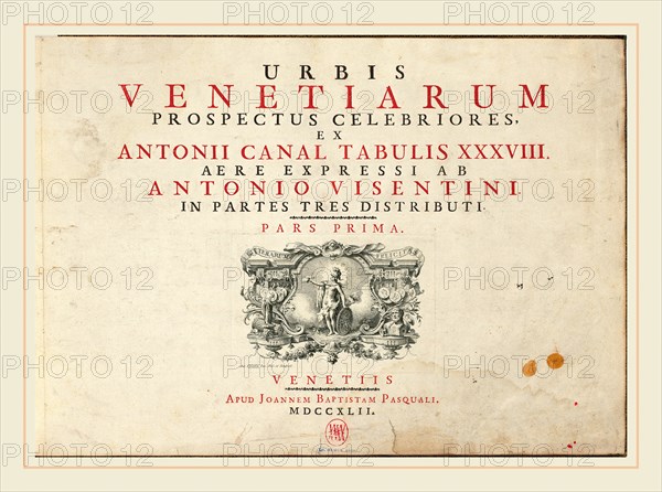 Antonio Visentini (author), Italian (1688-1782), Urbis Venetiarum Prospectus Celebriores, Ex Antonii Canal Tabulis XXXVIII. Aere Expressi ab Antonio Visentini in Partes Tres Distributi. Pars Prima [-Pars Tertia], published 1742, 3 parts in 1 vol: ill: etched portaits of Canaletto and Visentini plus 38 etchings (all full-page, versos blank) by Visentini