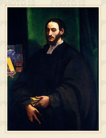 Sebastiano del Piombo, Portrait of a Humanist, Italian, 1485-1547, c. 1520, oil on panel transferred to hardboard