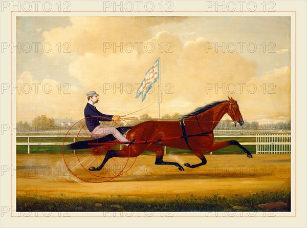 Charles S. Humphreys, Budd Doble Driving Goldsmith Maid at Belmont Driving Park, American, 1818-1880, 1876, oil on canvas