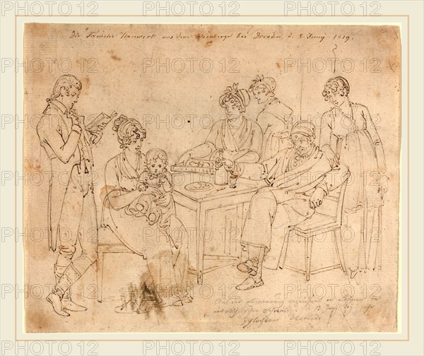 Johan Christian Dahl, Norwegian (1788-1857), The Nauwerk Family, 1819, pen and brown ink over graphite on laid paper