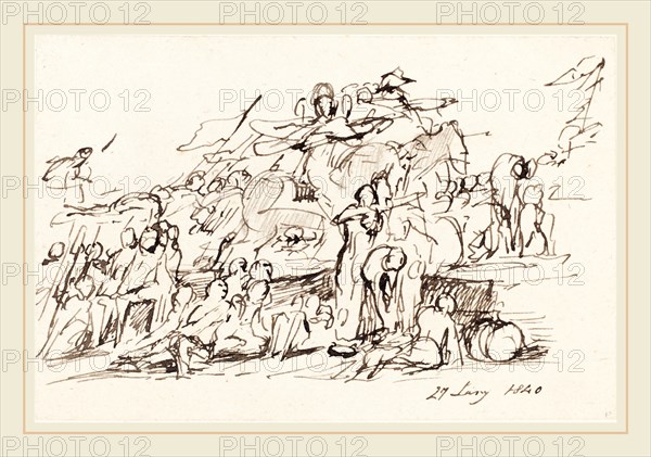 Sir David Wilkie (Scottish, 1785-1841), Battle Scene, 1840, pen and black ink on wove paper