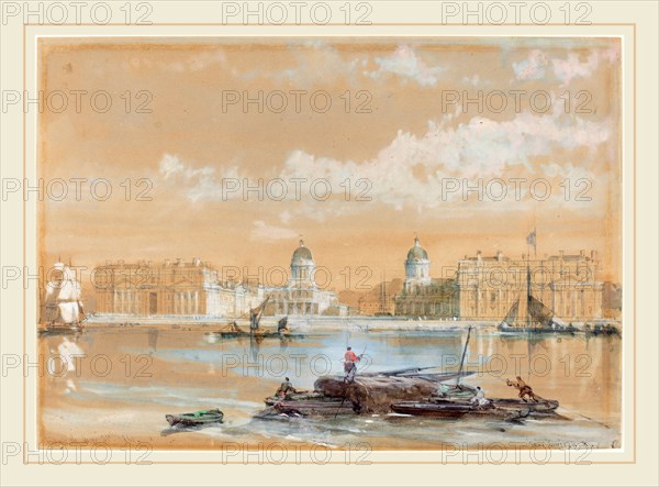 David Roberts (Scottish, 1796-1864), The Naval College from the River at Greenwich, 1861, watercolor and gouache over graphite on wove paper