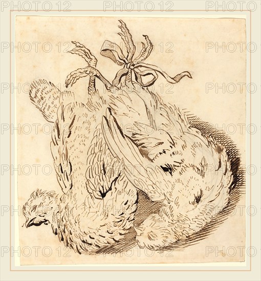 British 18th Century, Two Dead Chickens, 18th century, pen and brown ...