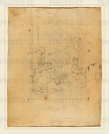 William Blake after Henry Fuseli, British (1757-1827), Queen Katherine's Dream [recto], c. 1804, graphite, squared, on laid paper