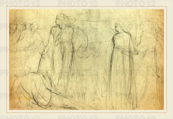 William Blake, British (1757-1827), Sketch of a Swordsman Standing Over His Defeated Opponent [verso], c. 1780-1785, graphite