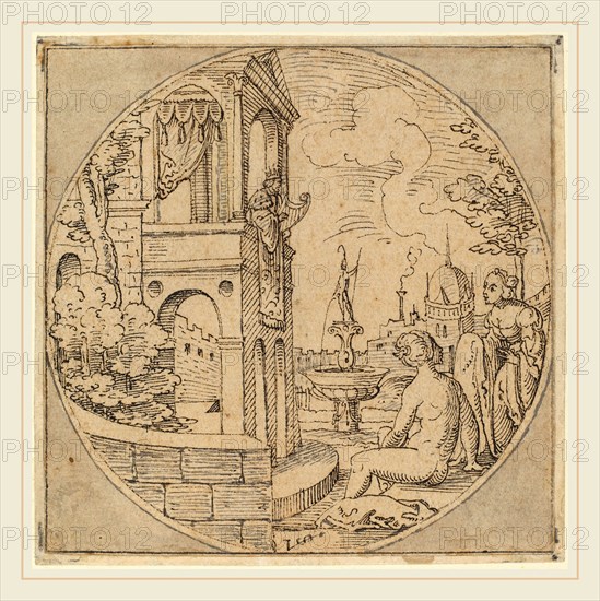 Virgil Solis, German (1514-1562), David and Bathsheba, 1540-1550, pen and black ink and gray wash on laid paper