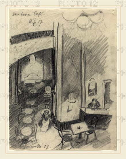 Walter Gramatté, Das leere Café (The Empty Café), German, 1897-1929, 1917, graphite with touches of stumping on wove paper