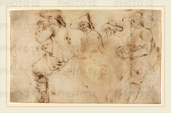 Stefano Della Bella, Italian (1610-1664), Four Horsemen, 1627-30, pen and brown ink on laid paper