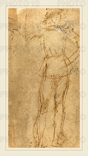 Attributed to Sperandio, Italian (c. 1425-1428 -c. 1504), Standing Young Man [verso], pen and brown ink on laid paper