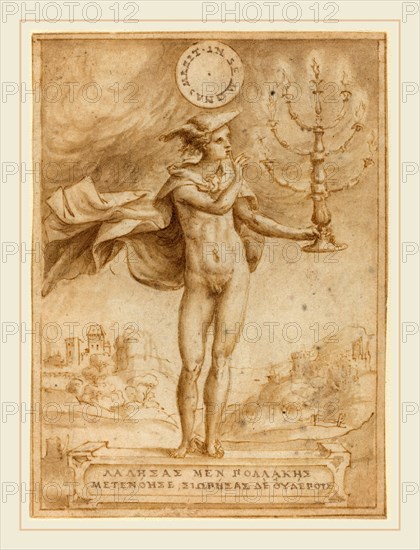 Giulio Bonasone, Italian (c. 1498-c. 1580), Study for Harpocrates (Silentio Deum Cole), pen and brown ink with wash