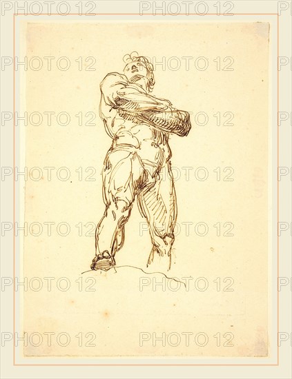 Bertel Thorvaldsen, Danish (c. 1770-1844), A Heroic Male Nude, pen and brown ink on wove paper