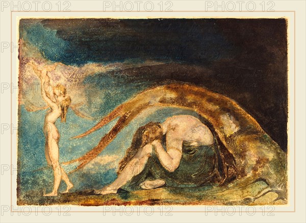 William Blake, British (1757-1827), Dream of Thiralatha [from "America," cancelled plate d], c. 1794-1796, relief etching, color-printed (with hand-coloring?)