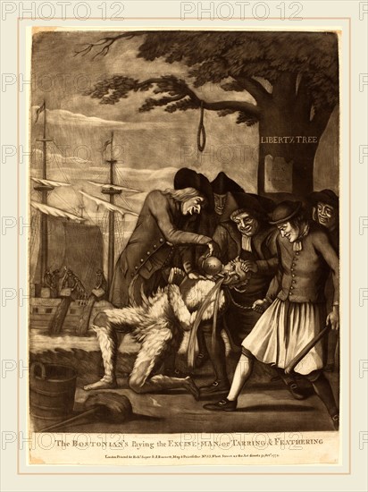 Attributed to Philip Dawe, British (c. 1750-c. 1785), The Bostonian's Paying the Excise-Man, or Tarring & Feathering, published 1774, mezzotint on laid paper