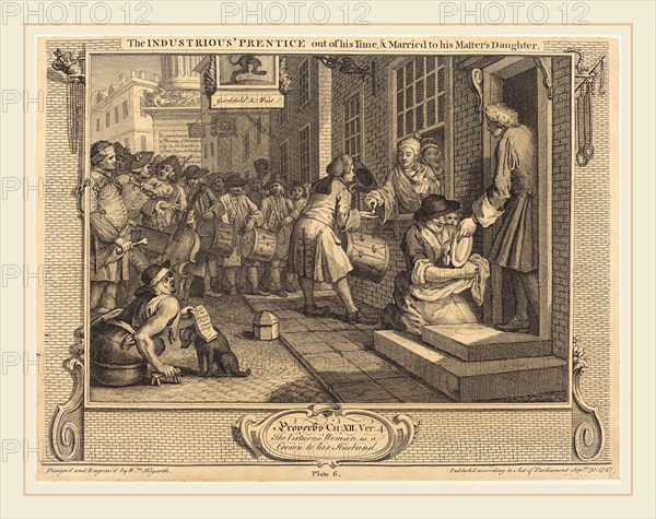 William Hogarth,English, (1697-1764), The Industrious 'Prentice out of his Time, and Married to his Master's Daughter, 1747, etching and engraving