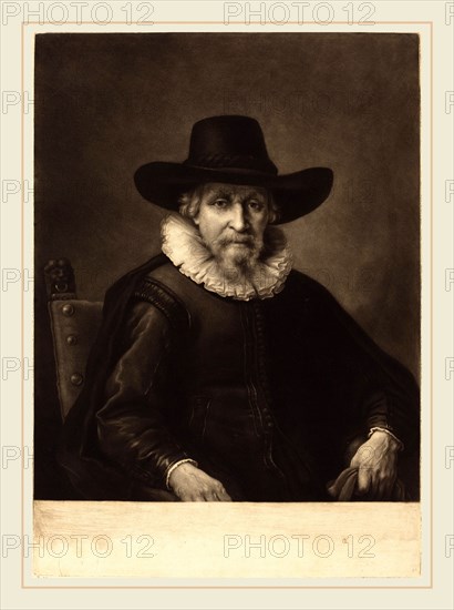 Richard Houston after Rembrandt van Rijn (Irish, 1721-1775), The Burgomaster, c. 1760, mezzotint on laid paper