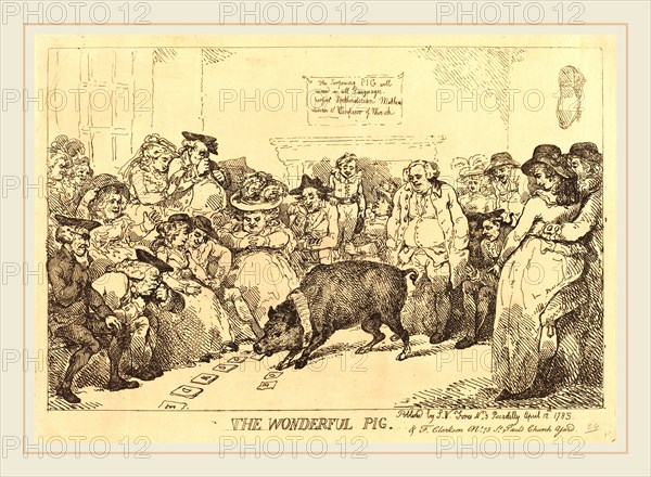 Thomas Rowlandson, British (1756-1827), The Wonderful Pig, 1785, etching