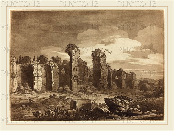Richard Cooper II, British (1740-after 1814), Roman Ruins, c. 1779, etching and aquatint in brown on laid paper