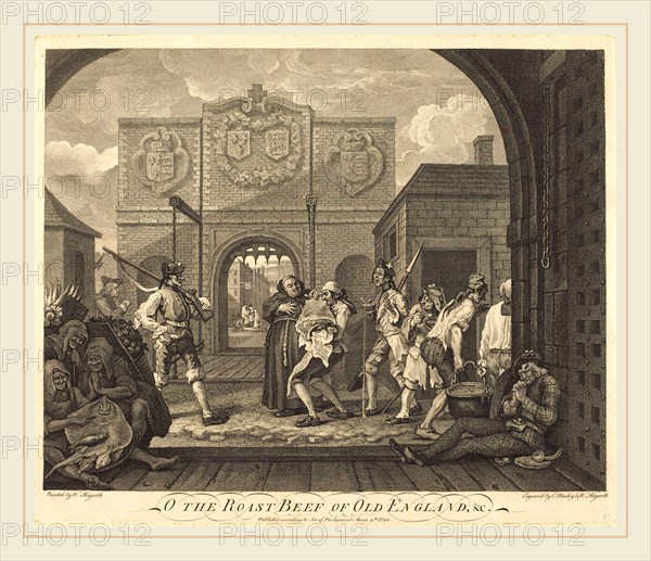 William Hogarth and Charles Mosley, British (c. 1720-1770 or after), The Gate of Calais, or The Roast Beef of Old England, 1748-1749, etching and engraving