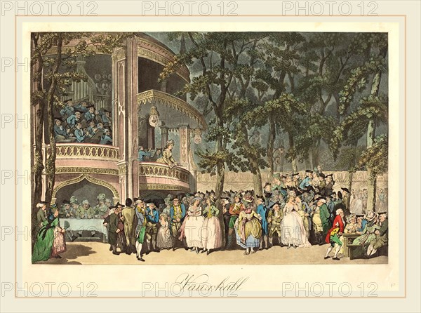 Thomas Rowlandson, British (1756-1827), Vauxhall Gardens, 1785, etching and aquatint