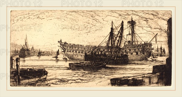 Francis Seymour Haden, British (1818-1910), Breaking Up of the Agamemnon, 1870, etching (copper) in dark brown