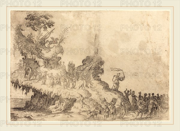 after Jacques Callot, The Float of Mount Parnassus, etching