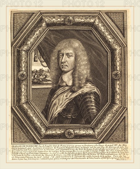 Balthasar Moncornet, French (c. 1600-1668), FranÃ§ois de VendÃ´me, Duke of Beaufort, engraving on laid paper