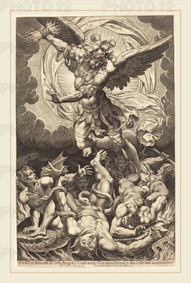 Philippe Thomassin, French (1562-1622), The Fall of the Rebellious Angels, 1618, engraving