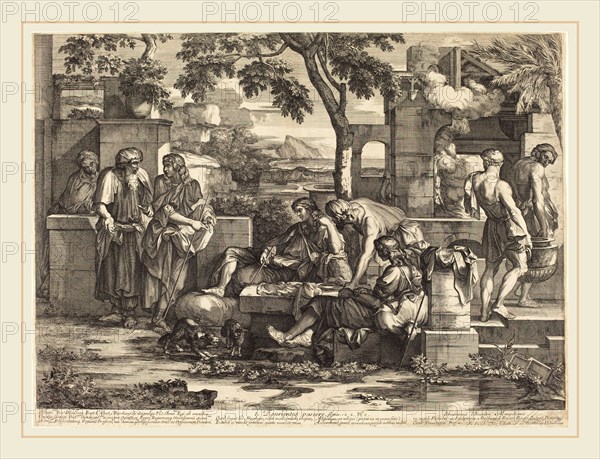 Sébastien Bourdon, French (1616-1671), Esurientes pascere, engraving