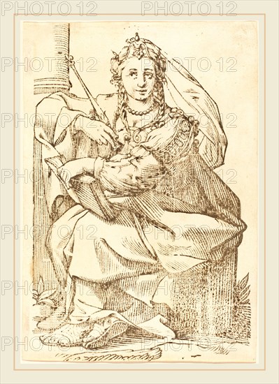 Jacques Stella, French (1596-1657), Sibylla Phrygia, 1625, woodcut