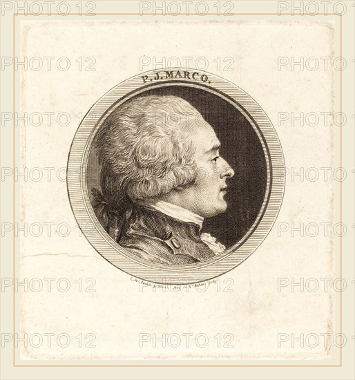 Augustin de Saint-Aubin after Charles-Nicolas Cochin II, French (1736-1807), P.J. Marco, 1784, engraving over etching on laid paper