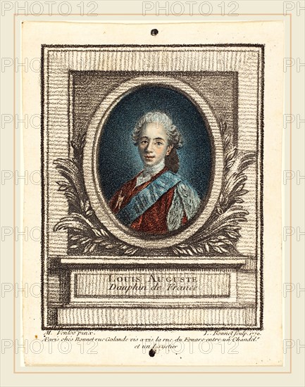 Louis-Marin Bonnet after Louis Michel Van Loo, French (1736-1793), Louis-Auguste, Dauphin de France, 1770, crayon-manner engraving