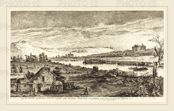 Jean-Jacques de Boissieu, French (1736-1810), Vue du chateau de Madrid, etching